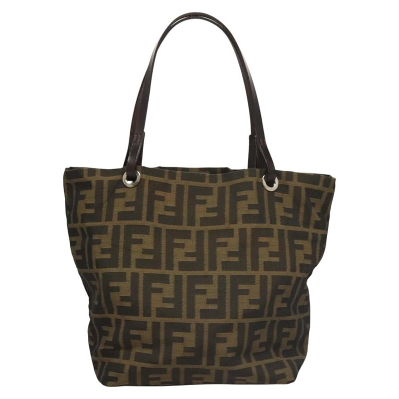 FENDI Zucca Canvas Hand Bag Black Brown Auth ep8790