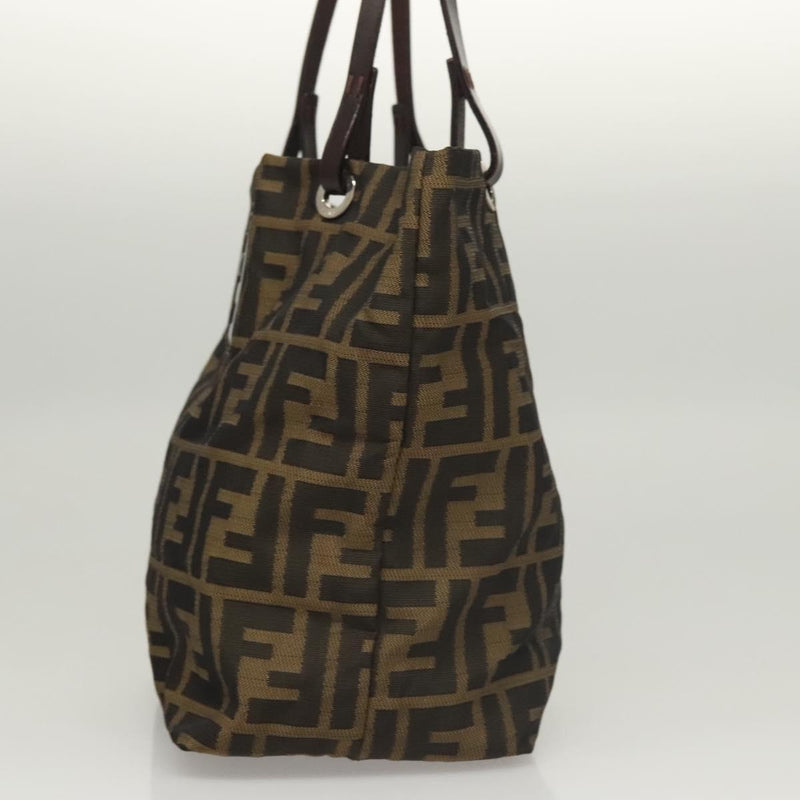 FENDI Zucca Canvas Hand Bag Black Brown Auth ep8790