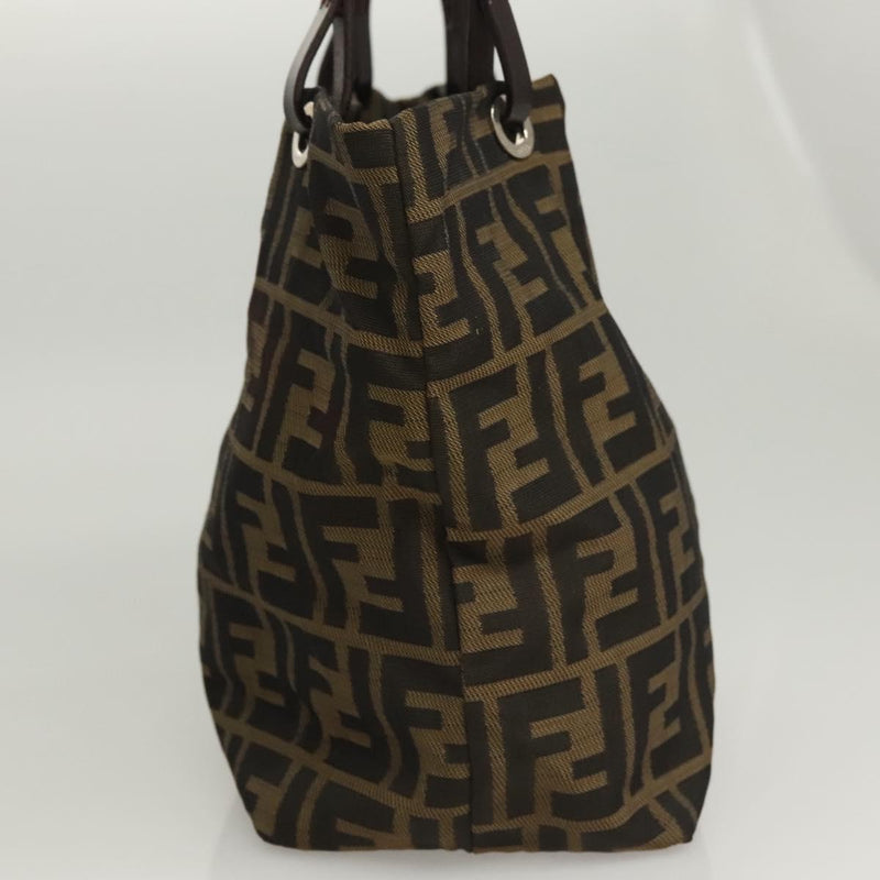 FENDI Zucca Canvas Hand Bag Black Brown Auth ep8790