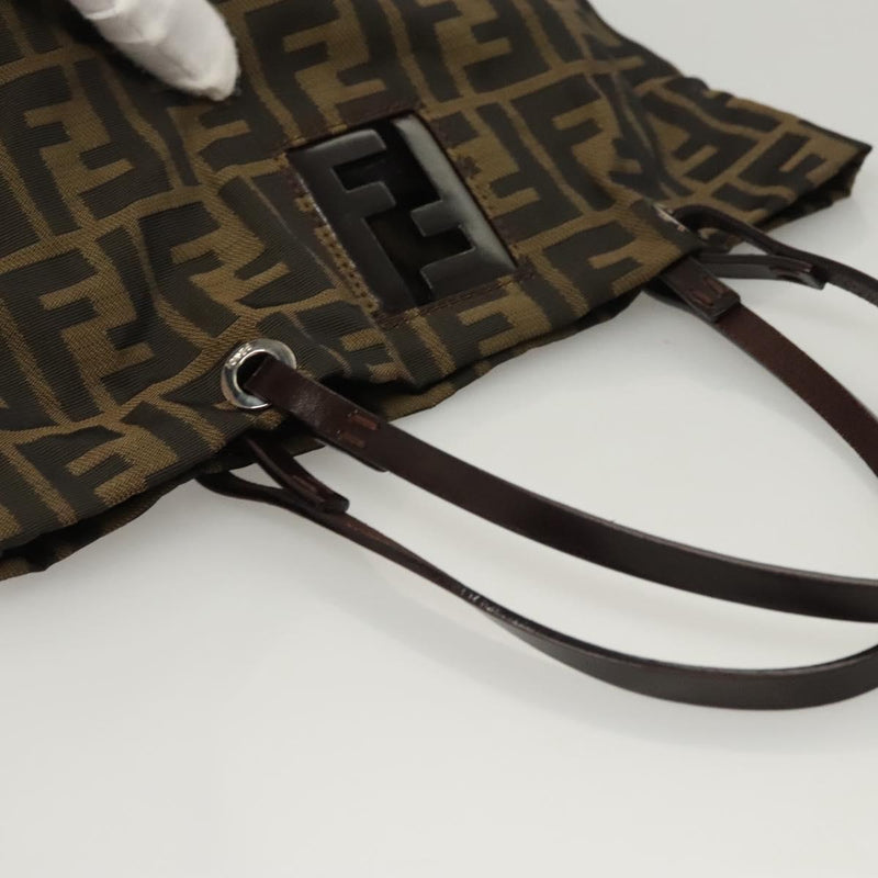 FENDI Zucca Canvas Hand Bag Black Brown Auth ep8790