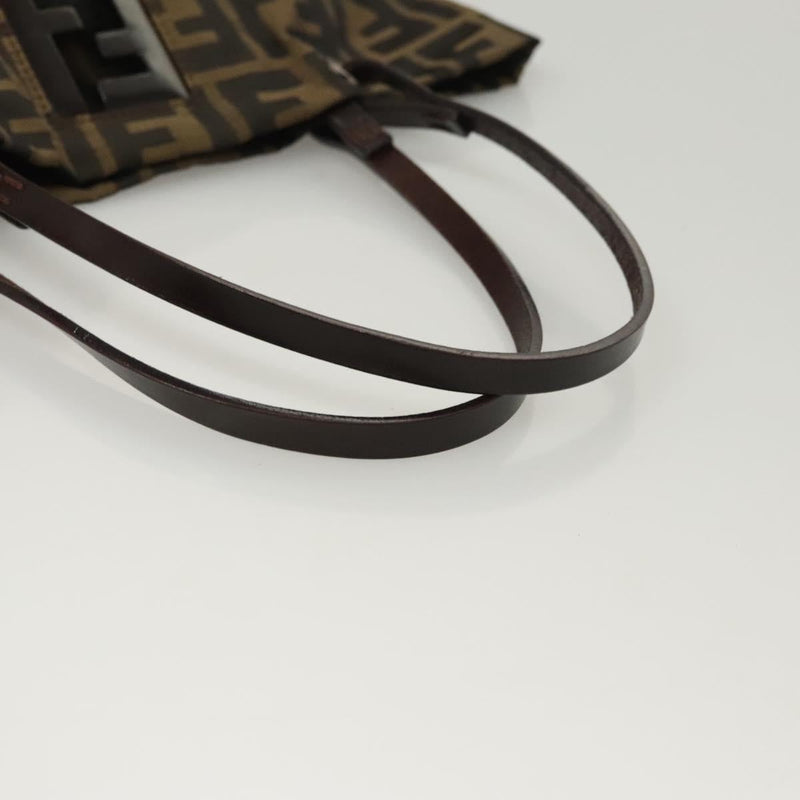 FENDI Zucca Canvas Hand Bag Black Brown Auth ep8790