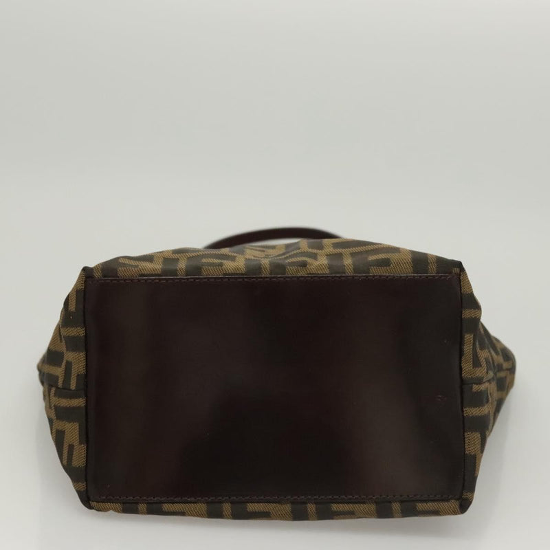 FENDI Zucca Canvas Hand Bag Black Brown Auth ep8790
