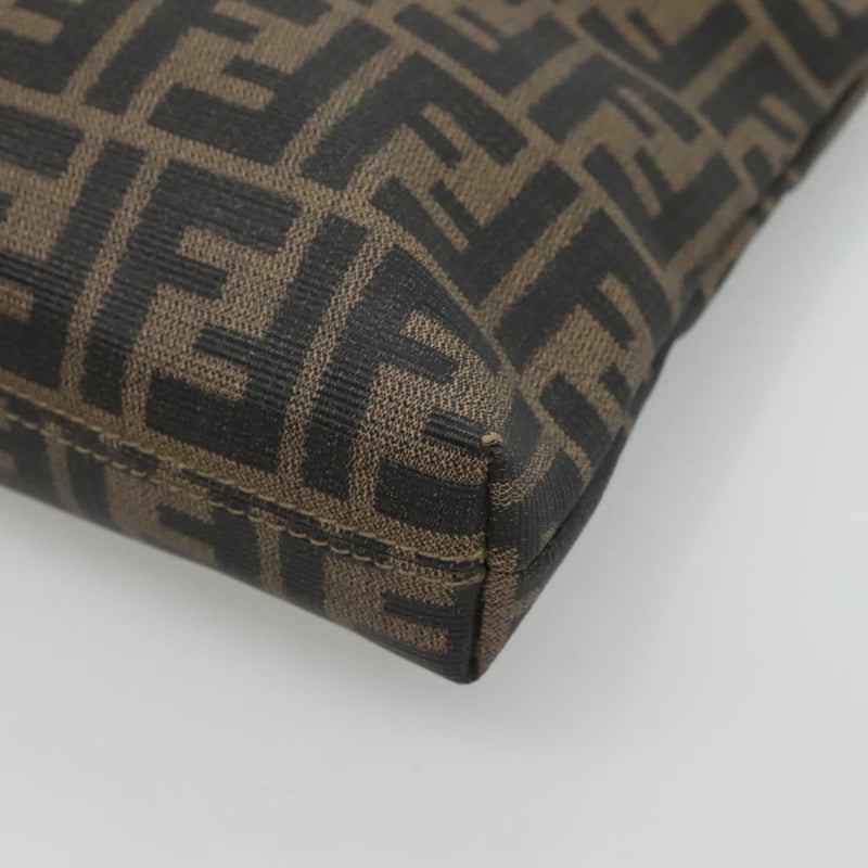 FENDI Zucca Canvas Shoulder Bag PVC Brown Black gold Auth ep8808
