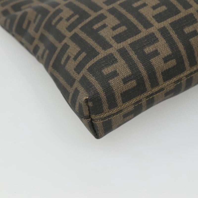 FENDI Zucca Canvas Shoulder Bag PVC Brown Black gold Auth ep8808