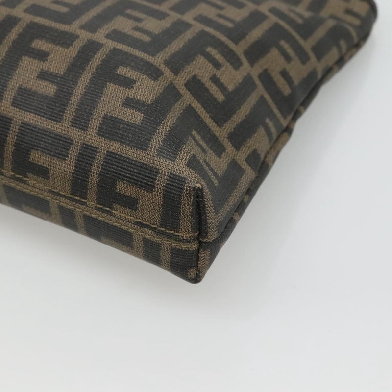 FENDI Zucca Canvas Shoulder Bag PVC Brown Black gold Auth ep8808