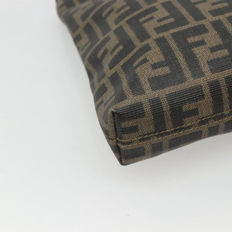 FENDI Zucca Canvas Shoulder Bag PVC Brown Black gold Auth ep8808