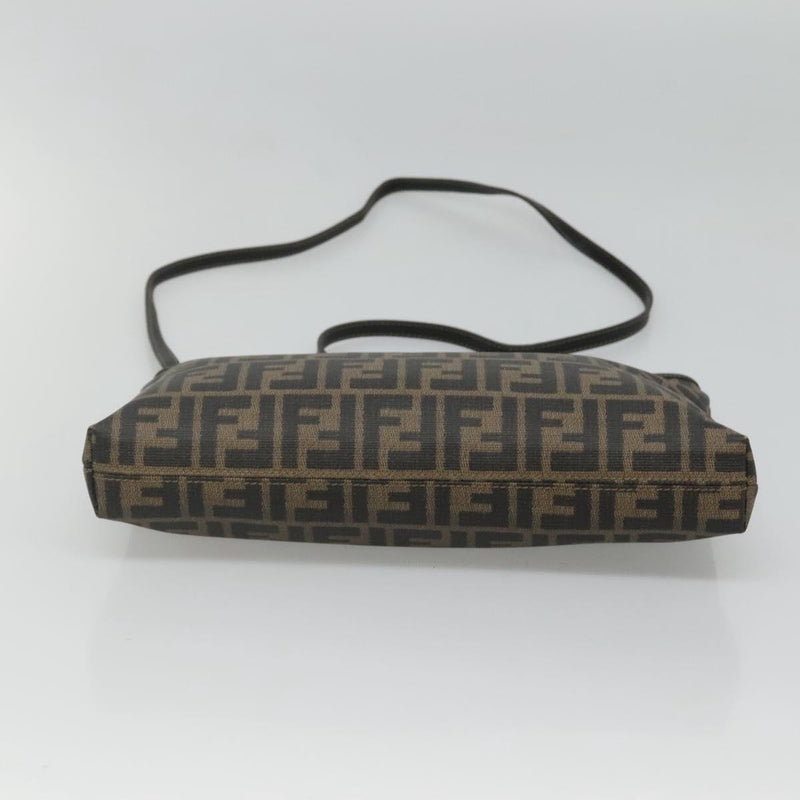FENDI Zucca Canvas Shoulder Bag PVC Brown Black gold Auth ep8808