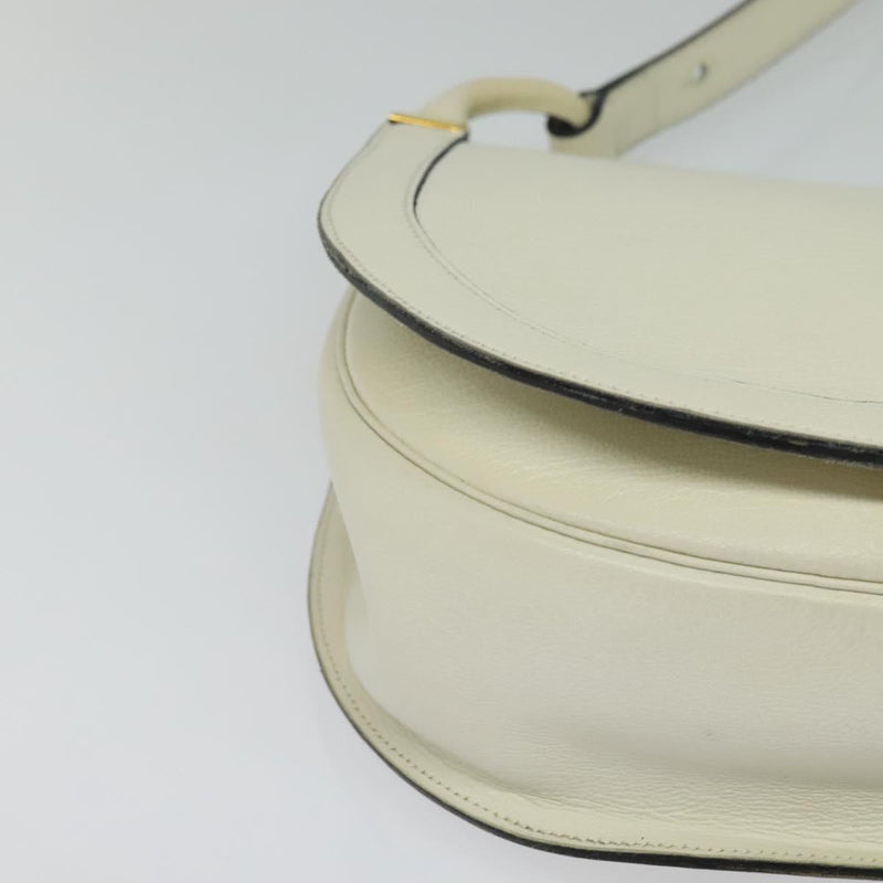 Christian Dior Shoulder Bag Leather White Gold Auth fm4534