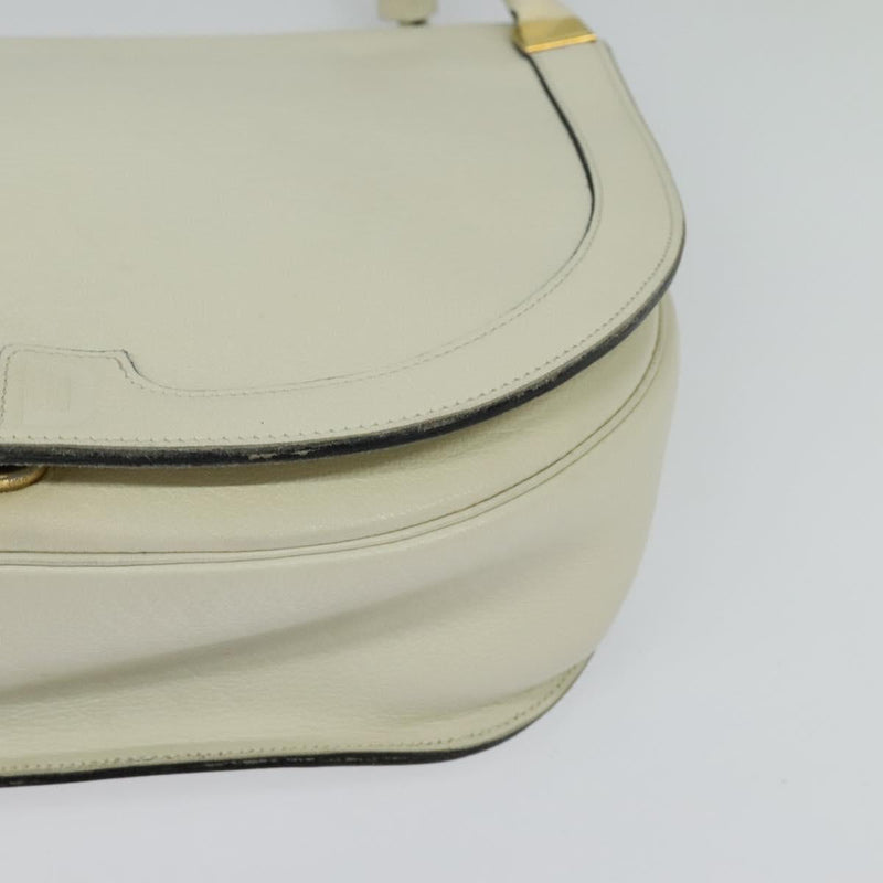 Christian Dior Shoulder Bag Leather White Gold Auth fm4534