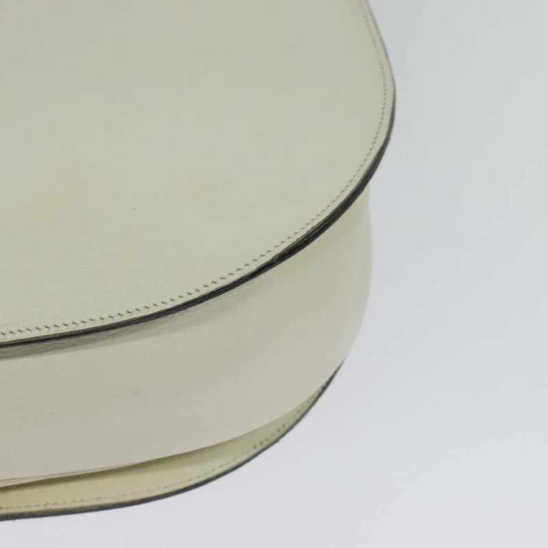 Christian Dior Shoulder Bag Leather White Gold Auth fm4534