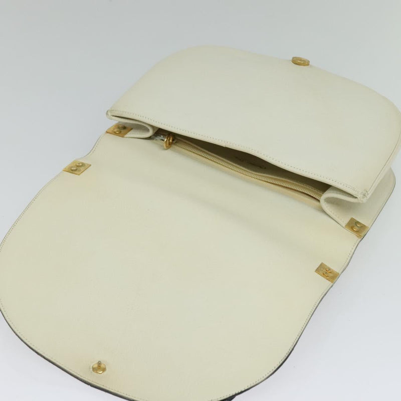 Christian Dior Shoulder Bag Leather White Gold Auth fm4534