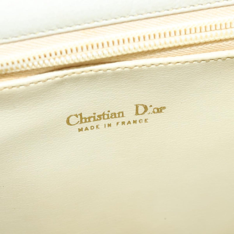 Christian Dior Shoulder Bag Leather White Gold Auth fm4534