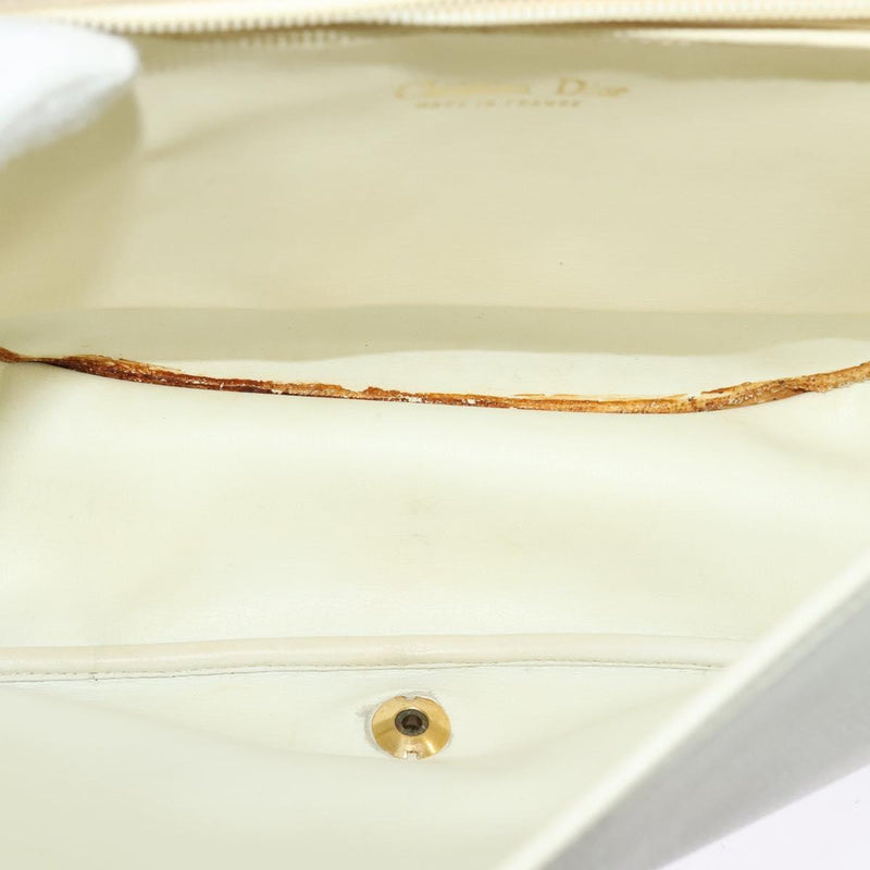 Christian Dior Shoulder Bag Leather White Gold Auth fm4534