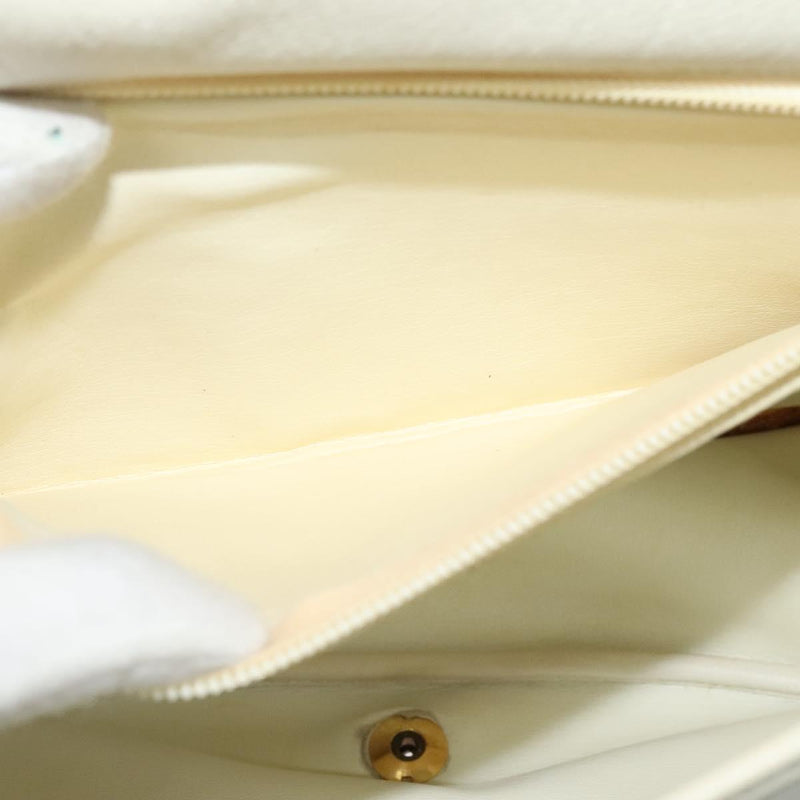 Christian Dior Shoulder Bag Leather White Gold Auth fm4534