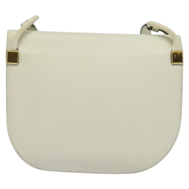 Christian Dior Shoulder Bag Leather White Gold Auth fm4534