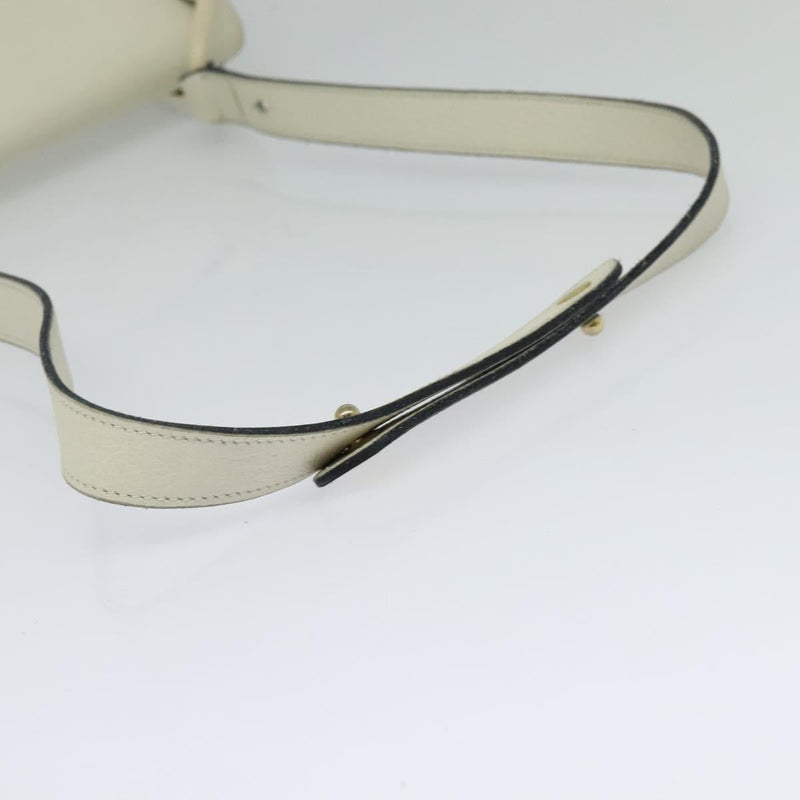 Christian Dior Shoulder Bag Leather White Gold Auth fm4534