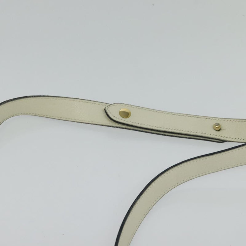 Christian Dior Shoulder Bag Leather White Gold Auth fm4534