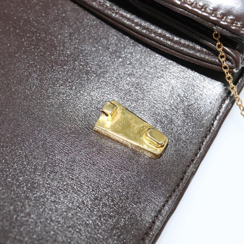 Christian Dior Shoulder Bag Leather Brown Gold Auth fm4544
