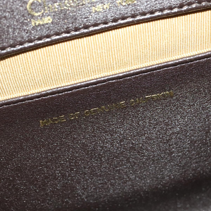 Christian Dior Shoulder Bag Leather Brown Gold Auth fm4544