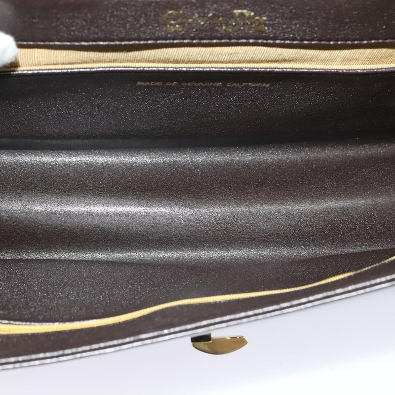 Christian Dior Shoulder Bag Leather Brown Gold Auth fm4544
