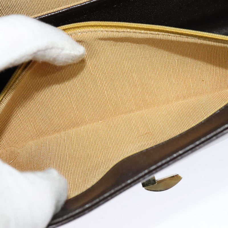 Christian Dior Shoulder Bag Leather Brown Gold Auth fm4544