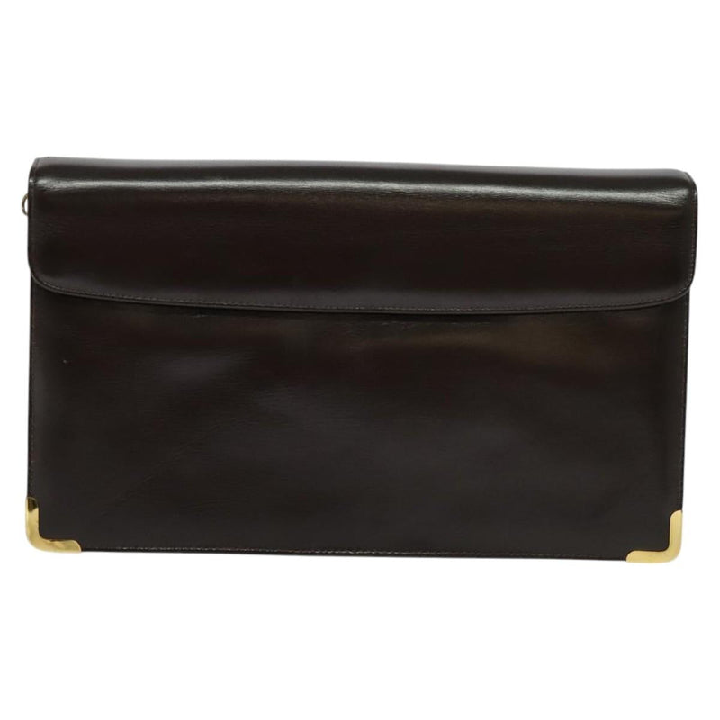 Christian Dior Shoulder Bag Leather Brown Gold Auth fm4544