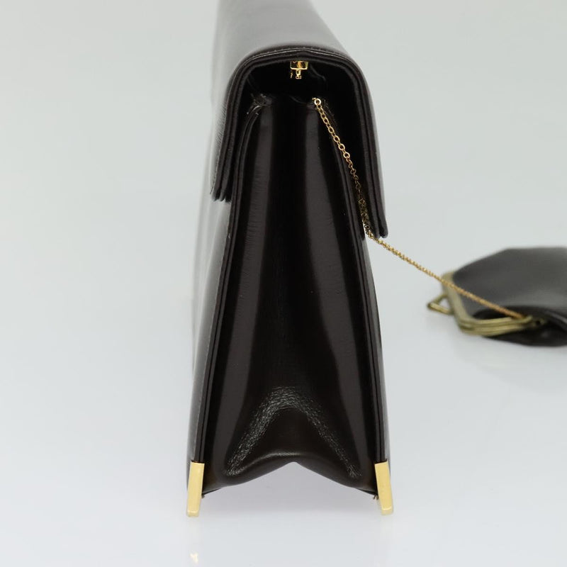 Christian Dior Shoulder Bag Leather Brown Gold Auth fm4544