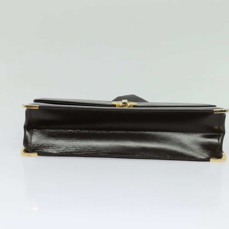 Christian Dior Shoulder Bag Leather Brown Gold Auth fm4544