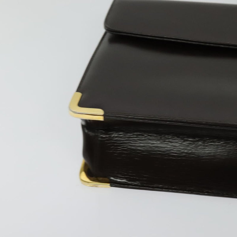Christian Dior Shoulder Bag Leather Brown Gold Auth fm4544