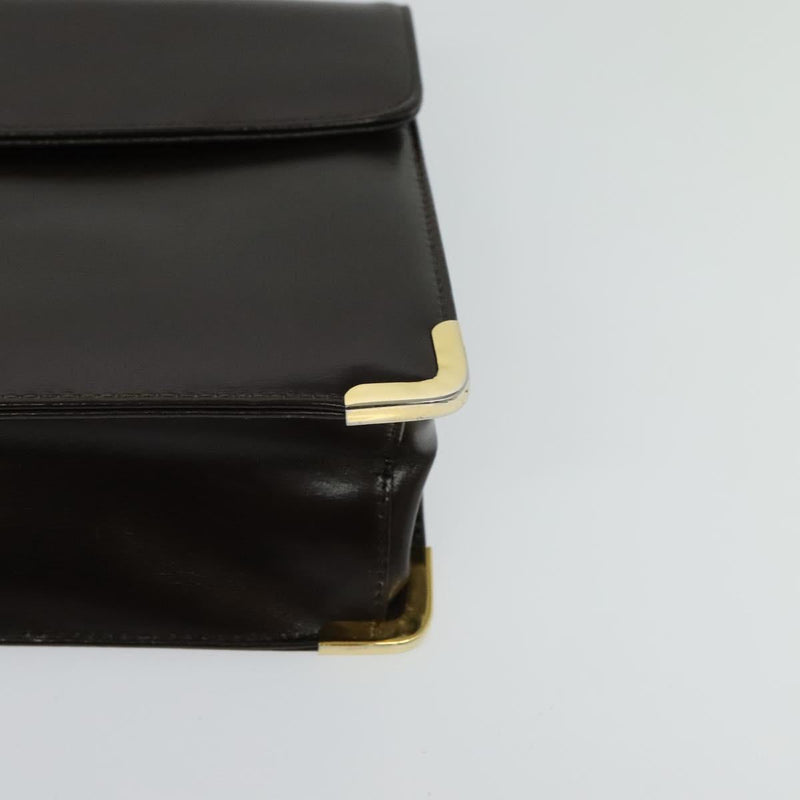 Christian Dior Shoulder Bag Leather Brown Gold Auth fm4544