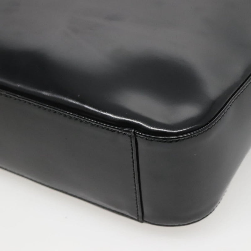GUCCI Shoulder Bag Enamel Black Silver 000 1013 0506 Auth fm4549
