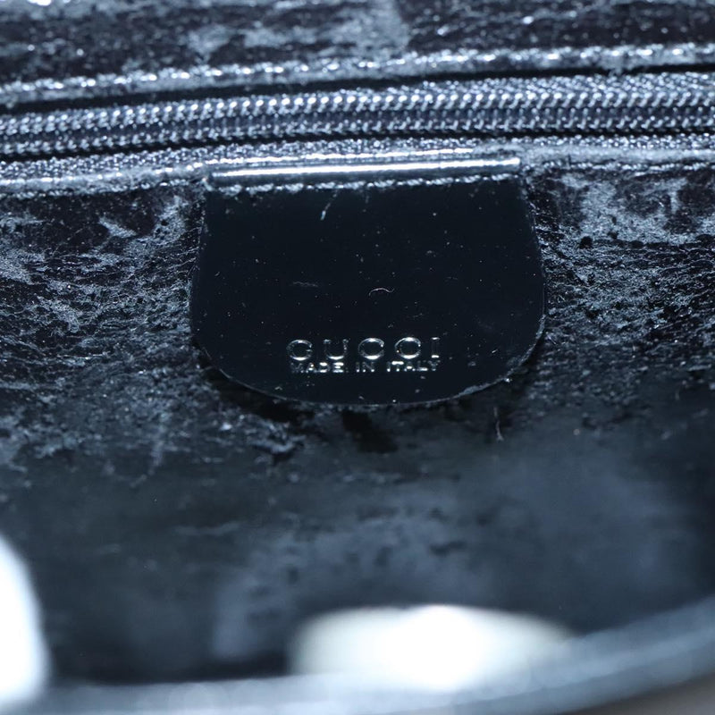 GUCCI Shoulder Bag Enamel Black Silver 000 1013 0506 Auth fm4549