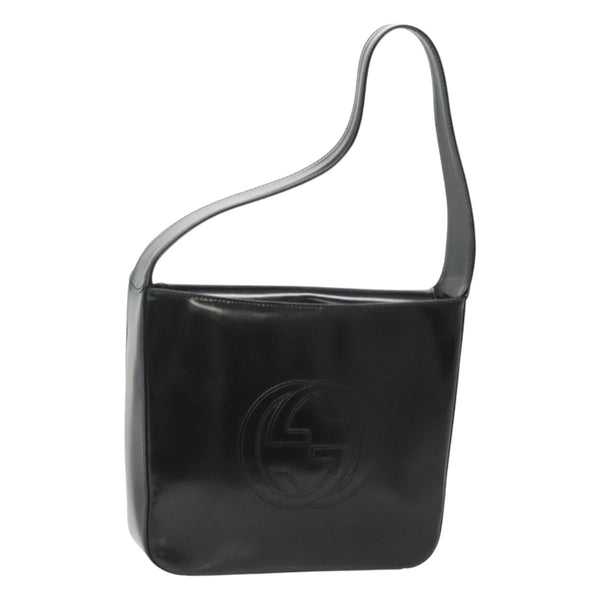 GUCCI Shoulder Bag Enamel Black Silver 000 1013 0506 Auth fm4549