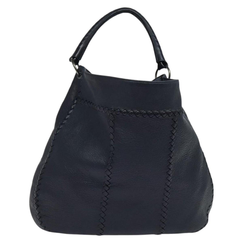 BOTTEGA VENETA INTRECCIATO Shoulder Bag Leather Navy Silver Auth fm4552