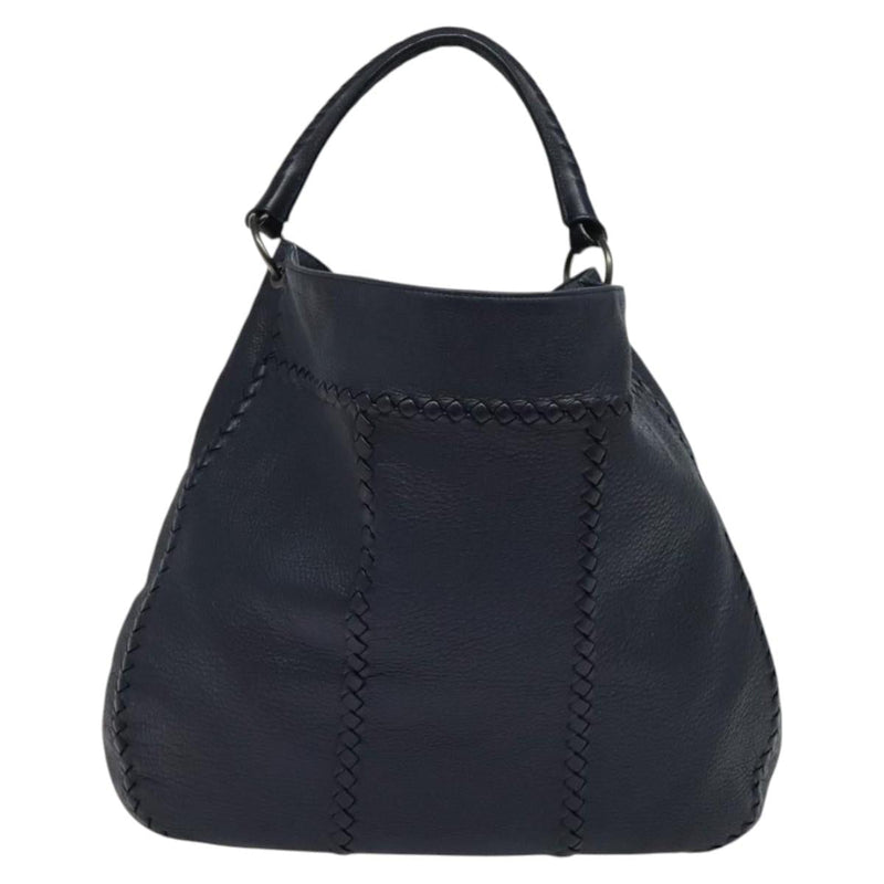 BOTTEGA VENETA INTRECCIATO Shoulder Bag Leather Navy Silver Auth fm4552