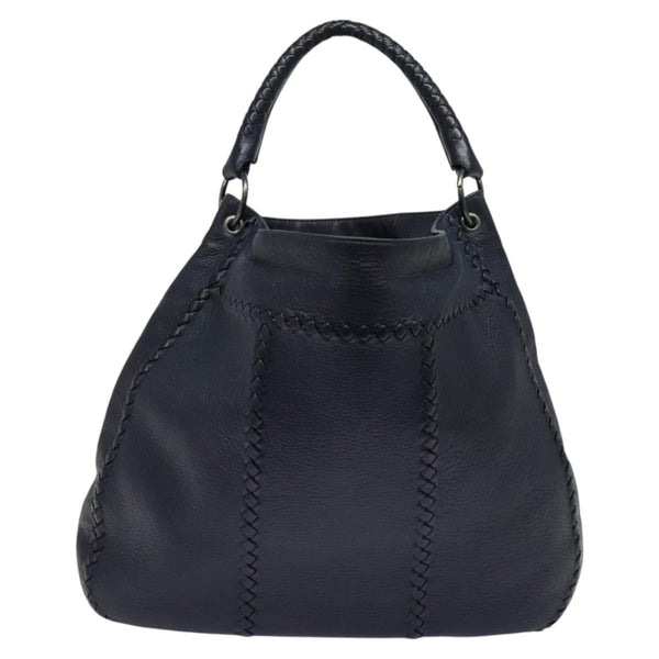 BOTTEGA VENETA INTRECCIATO Shoulder Bag Leather Navy Silver Auth fm4552