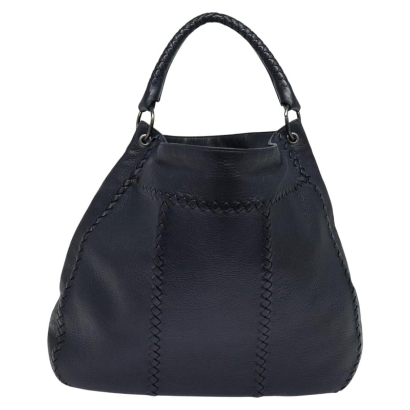 BOTTEGA VENETA INTRECCIATO Shoulder Bag Leather Navy Silver Auth fm4552