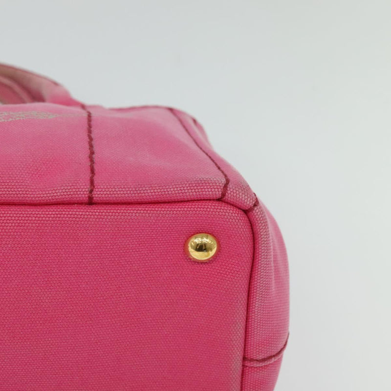 PRADA Canapa PM Hand Bag Canvas 2way Pink Gold Auth fm4554