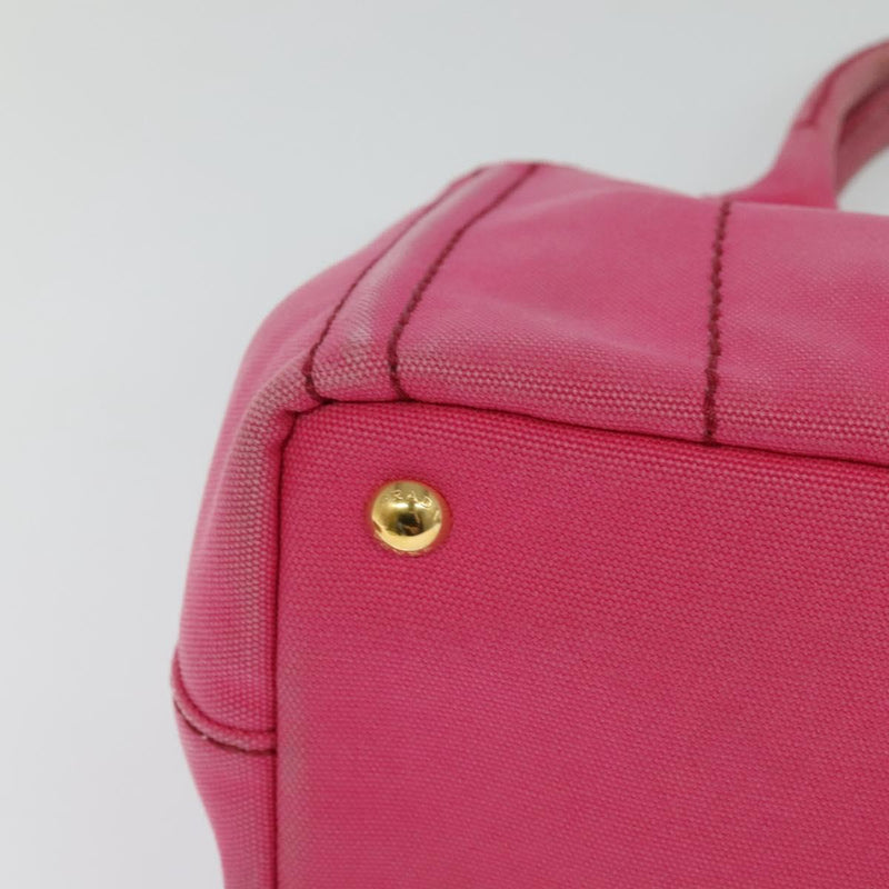 PRADA Canapa PM Hand Bag Canvas 2way Pink Gold Auth fm4554