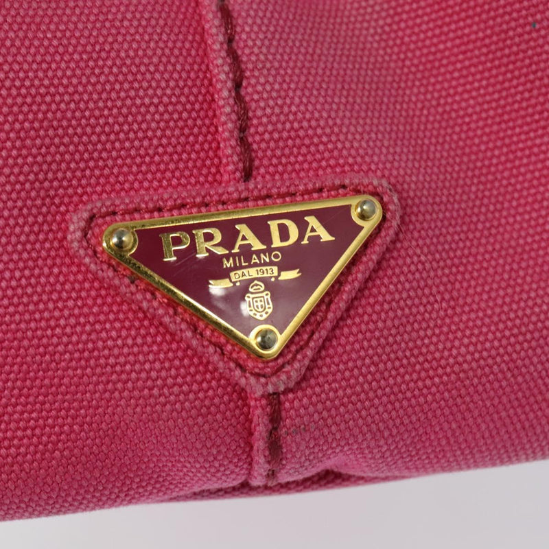 PRADA Canapa PM Hand Bag Canvas 2way Pink Gold Auth fm4554