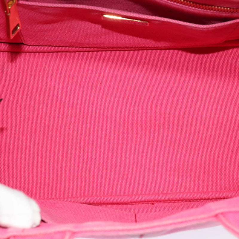 PRADA Canapa PM Hand Bag Canvas 2way Pink Gold Auth fm4554