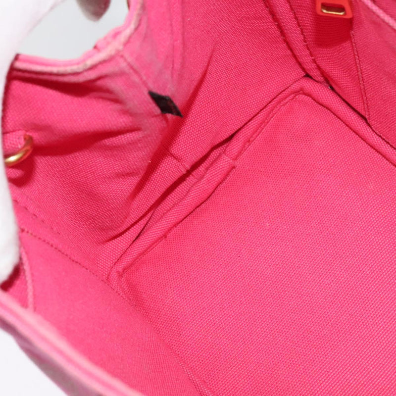 PRADA Canapa PM Hand Bag Canvas 2way Pink Gold Auth fm4554