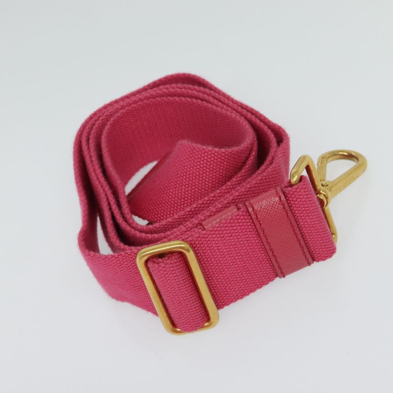 PRADA Canapa PM Hand Bag Canvas 2way Pink Gold Auth fm4554