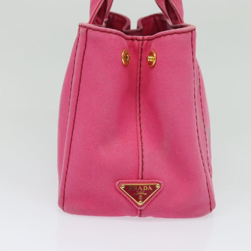PRADA Canapa PM Hand Bag Canvas 2way Pink Gold Auth fm4554