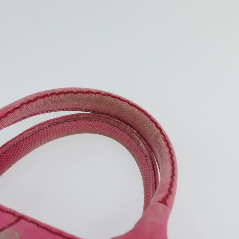 PRADA Canapa PM Hand Bag Canvas 2way Pink Gold Auth fm4554