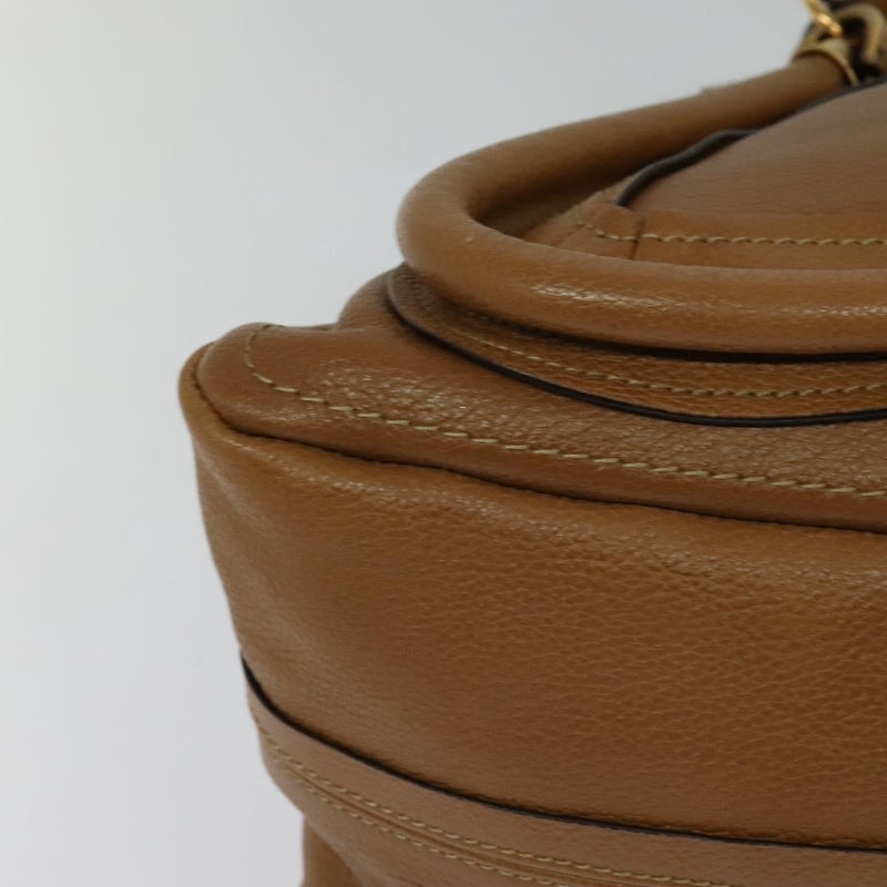 Chloe Paraty Hand Bag Leather 2way Brown Gold Auth fm4565