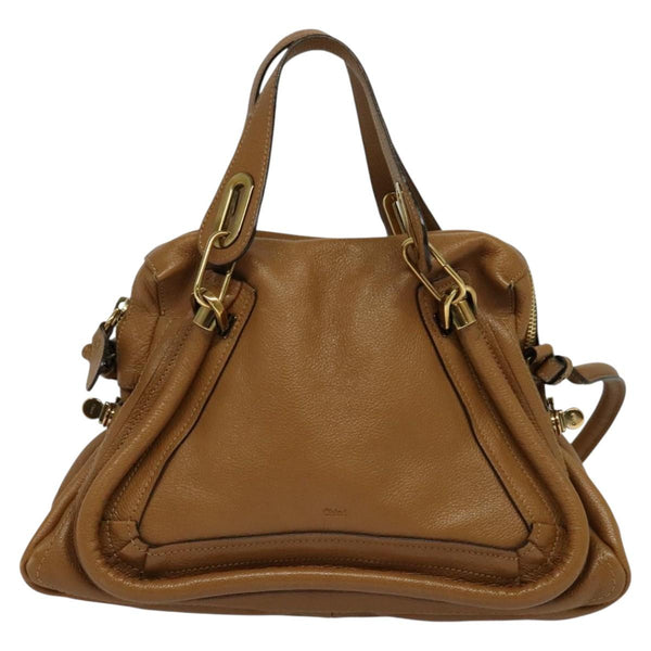 Chloe Paraty Hand Bag Leather 2way Brown Gold Auth fm4565