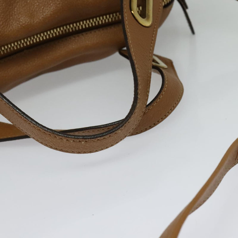 Chloe Paraty Hand Bag Leather 2way Brown Gold Auth fm4565