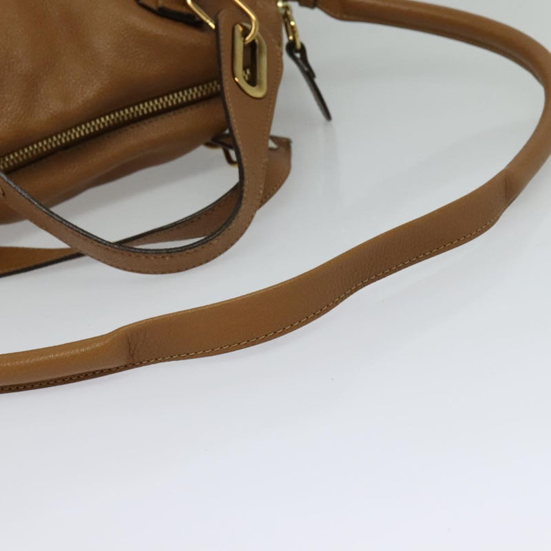 Chloe Paraty Hand Bag Leather 2way Brown Gold Auth fm4565