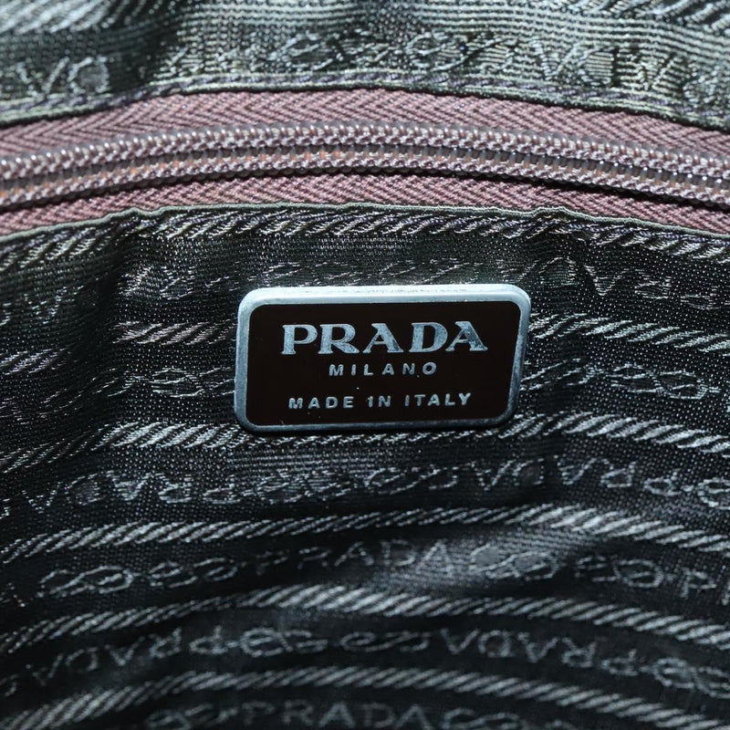 PRADA Tote Bag Nylon Khaki Silver Auth fm4566